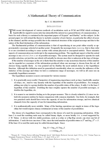 خرید و دانلود نسخه کامل کتاب [Article] A Mathematical Theory of Communication