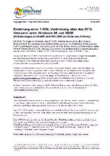 خرید و دانلود نسخه کامل کتاب Erstellung einer T-DSL-Verbindung über das DFÜ-Netzwerk unter Windows 98 und 98SE