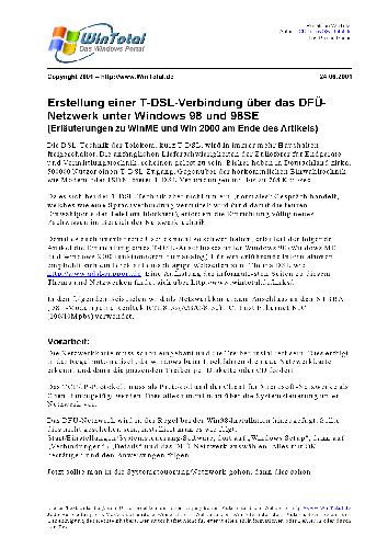 خرید و دانلود نسخه کامل کتاب Erstellung einer T-DSL-Verbindung über das DFÜ-Netzwerk unter Windows 98 und 98SE