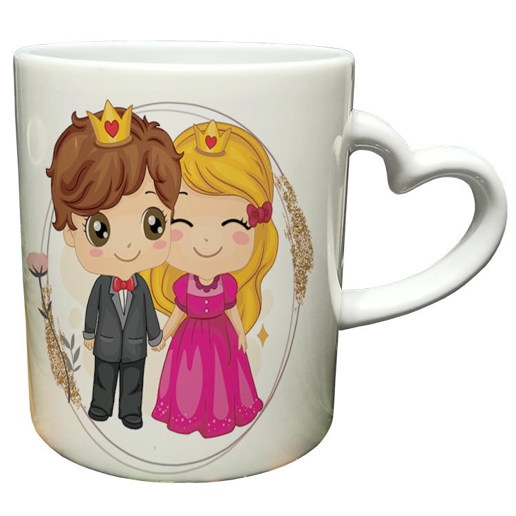 ماگ مدل دسته قلبی طرح عاشقانه کد 86