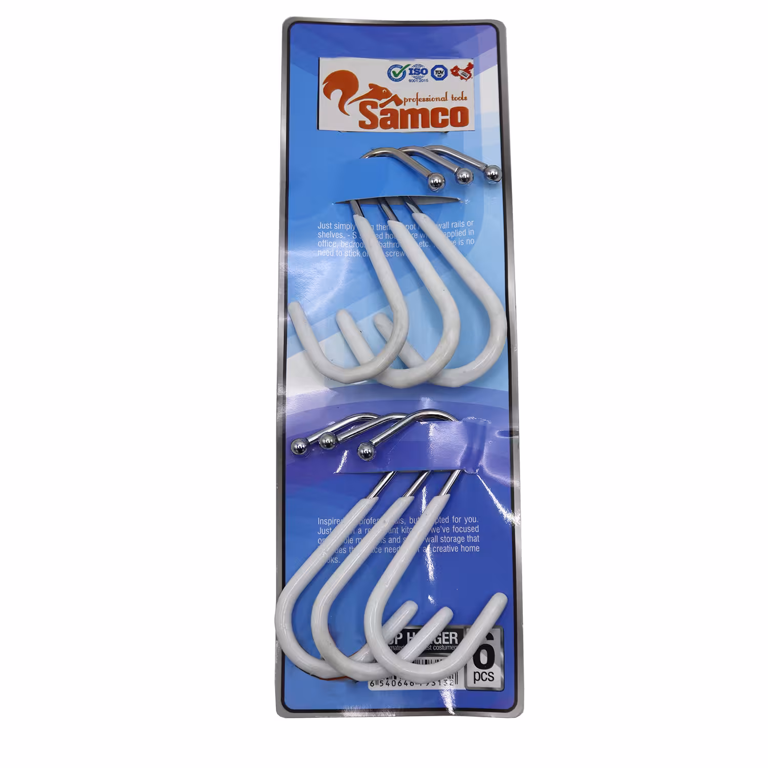 قلاب آویز لیوان سامکو مدل روکش دار کد YPLM-06 مجموعه 6 عددی