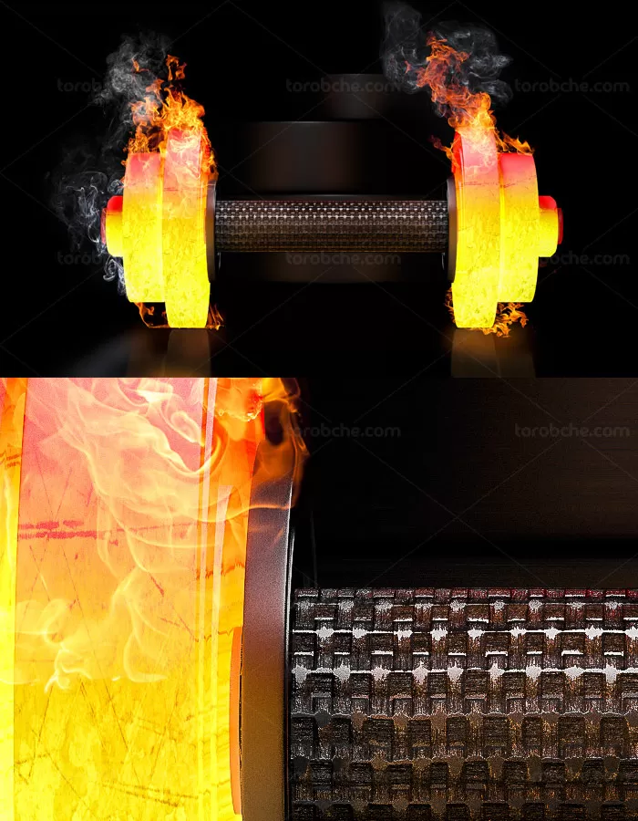 عکس با کیفیت دمبل بدنسازی آتشی - گرافیک با طعم تربچه
