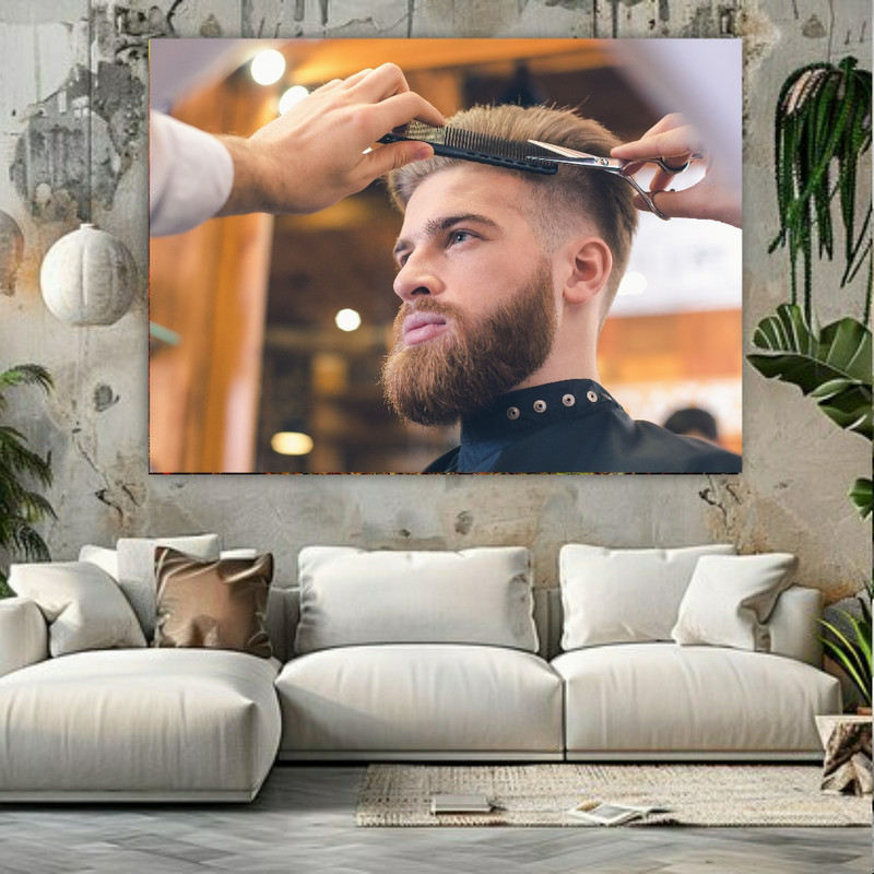 تابلو شاسی طرح آرایشگاه مردانه کد BK1905 | دنیای قاب