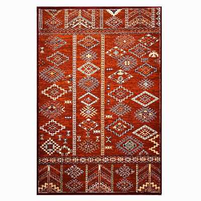 فرش ماشینی ساوین کد 8009 زمینه پرتقالی