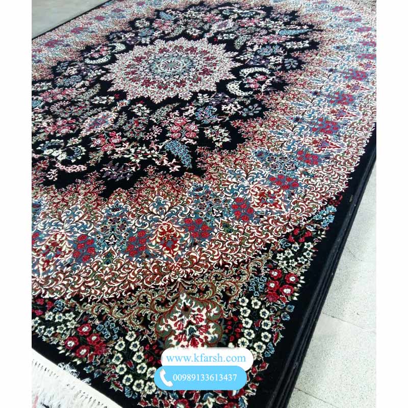 فرش ماشینی زمینه سرمه ای زیبا