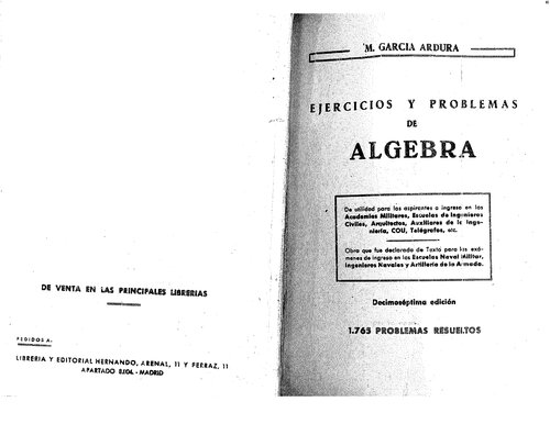 خرید و دانلود نسخه کامل کتاب Ejercicios y problemas de álgebra - Ardura