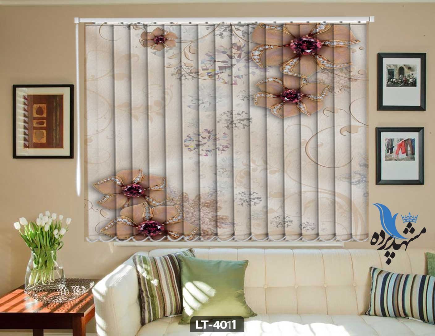 پرده لوردراپه تصویری گل LT4011