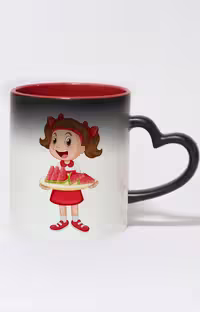 ماگ حرارتی دسته قلبی رنگی طرح دختر شب یلدا کد 10366
