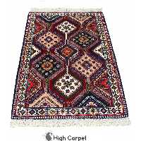 فرش دستبافت 1.5 متری نقشه لوزی قرمز شکلاتی یلمه شیراز کد 1126