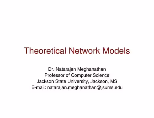 خرید و دانلود نسخه کامل کتاب Theoretical Network Models