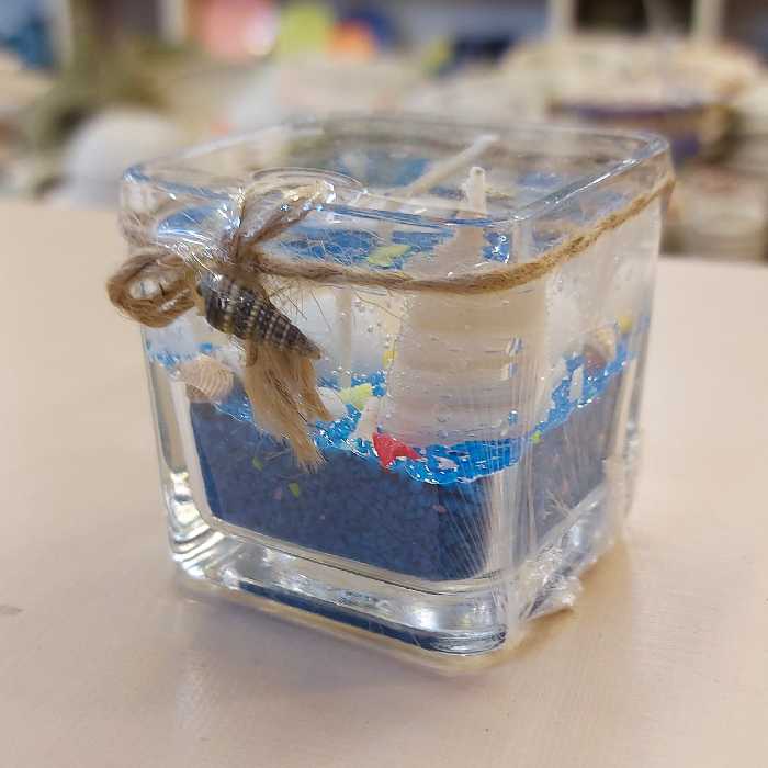 شمع شات شیشه ای پارافین شیشه ای طرح دریا و ساحل