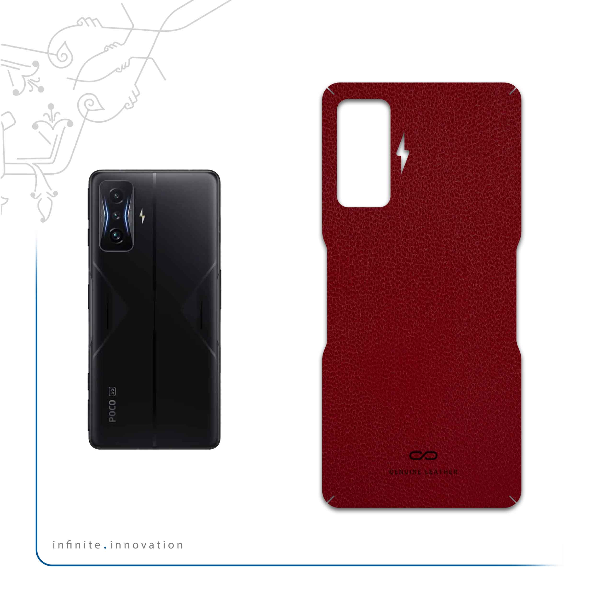 برچسب پوششی ماهوت مدل Red-Leather مناسب برای گوشی موبایل شیائومی Poco F4 GT 5G