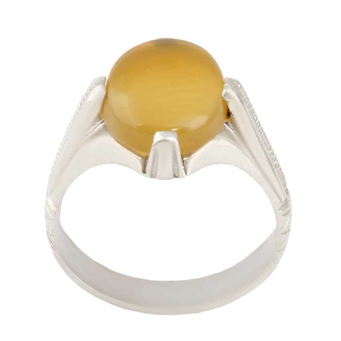 انگشتر نقره مردانه بازرگانی میلادی  سنگ عقیق زرد رکاب دست ساز کلاسیک کد AM2886