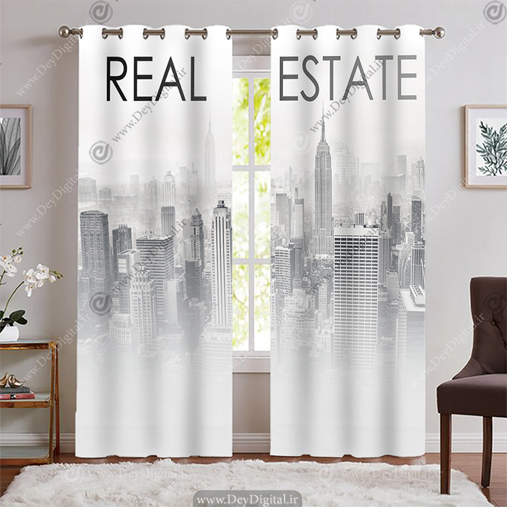 پرده طرح آسمانخراشهای نیویورک با تم سیاه و سفید BA-7943-s