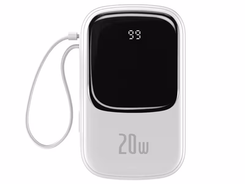پاور بانک سریع بیسوس با کابل متصل لایتنینگ Baseus Qpow Digital Display 20000mAh 20W PPQD-H02