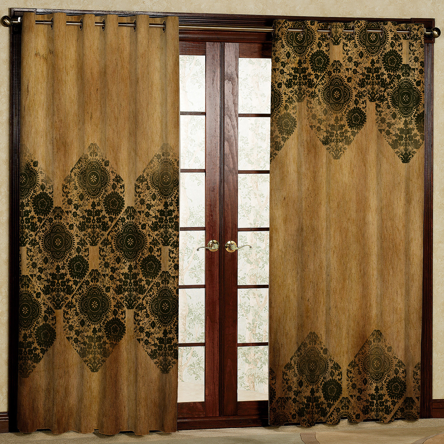 پرده مدل گل دار مخمل پانچی کد 1109L سایز 140x280 سانتی متر