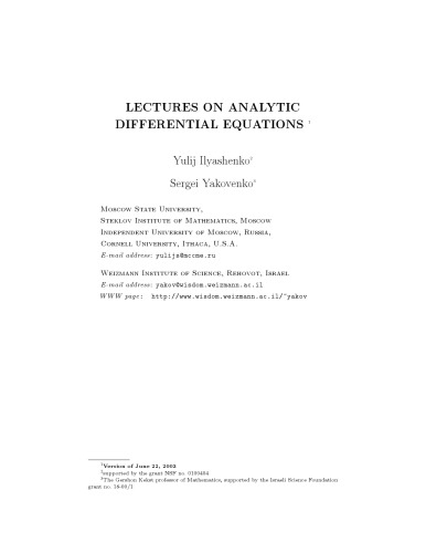 خرید و دانلود نسخه کامل کتاب Lectures on analytic differential equations