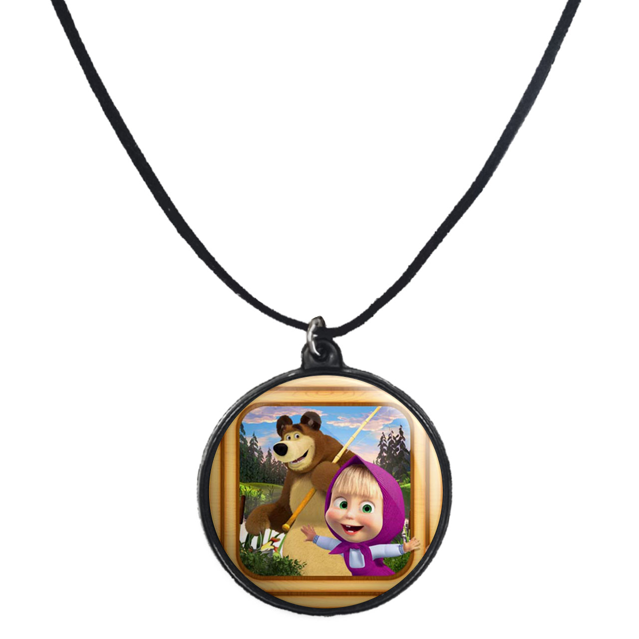 گردنبند پرمانه طرح ماشا ومیشا کد pmb.11807 مدل دو طرفه