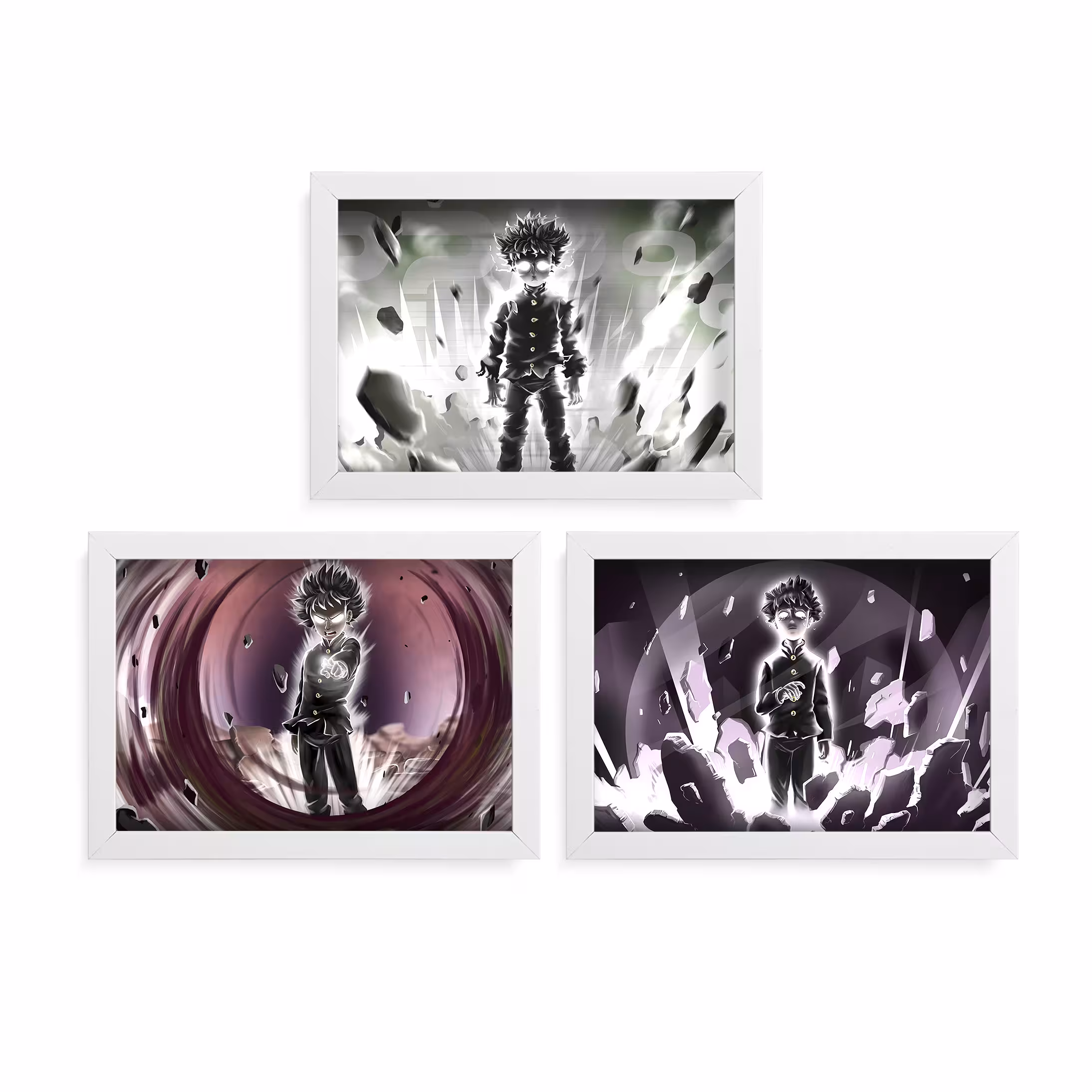 تابلو آرتیفن طرح Mob Psycho کد 126W مجموعه 3 عددی