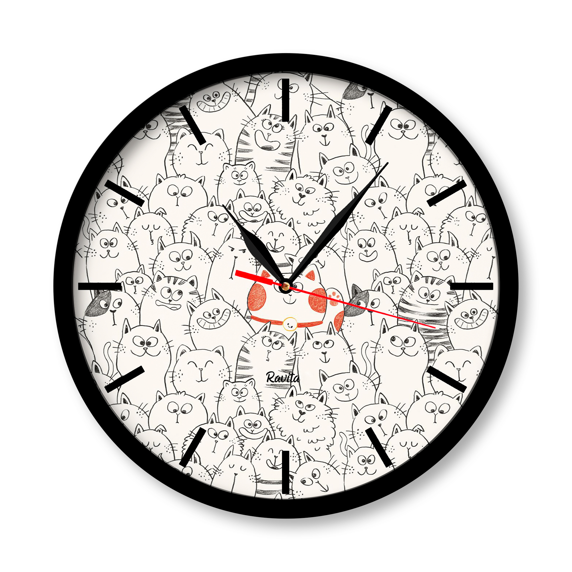 ساعت دیواری راویتا طرح گربه کد 1317