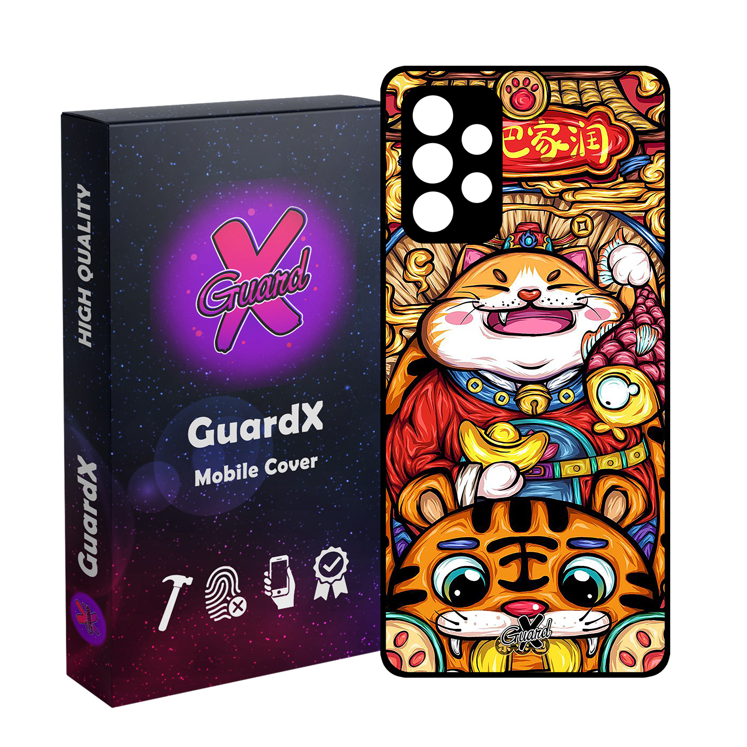 کاور گارد ایکس طرح گربه مدل Glass10440 مناسب برای گوشی موبایل سامسونگ Galaxy A72