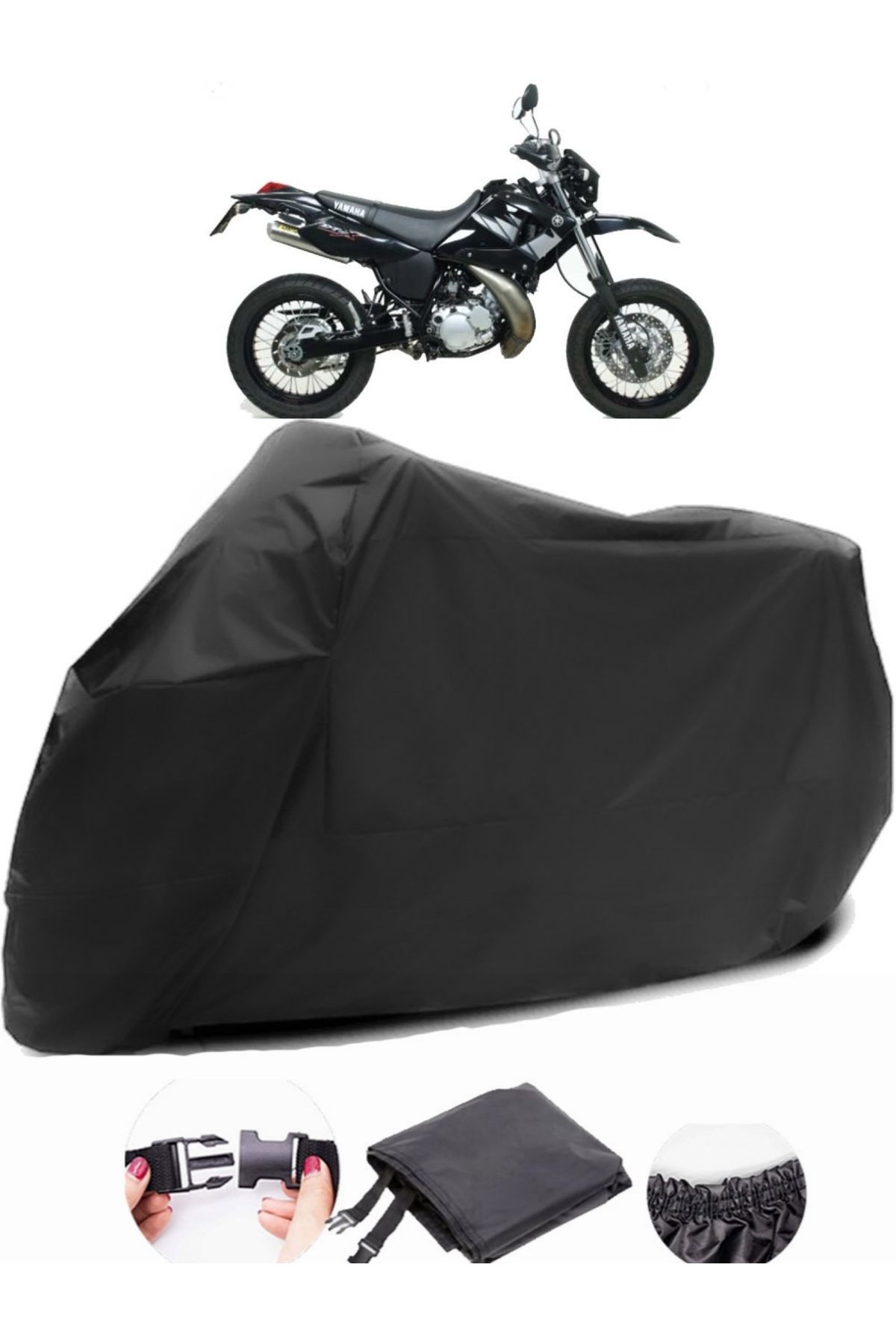 چادر موتورسیکلت مشکی AUTOEN YAMAHA DT 125 برزنت موتور سیکلت سازگار سیاه Autoex
