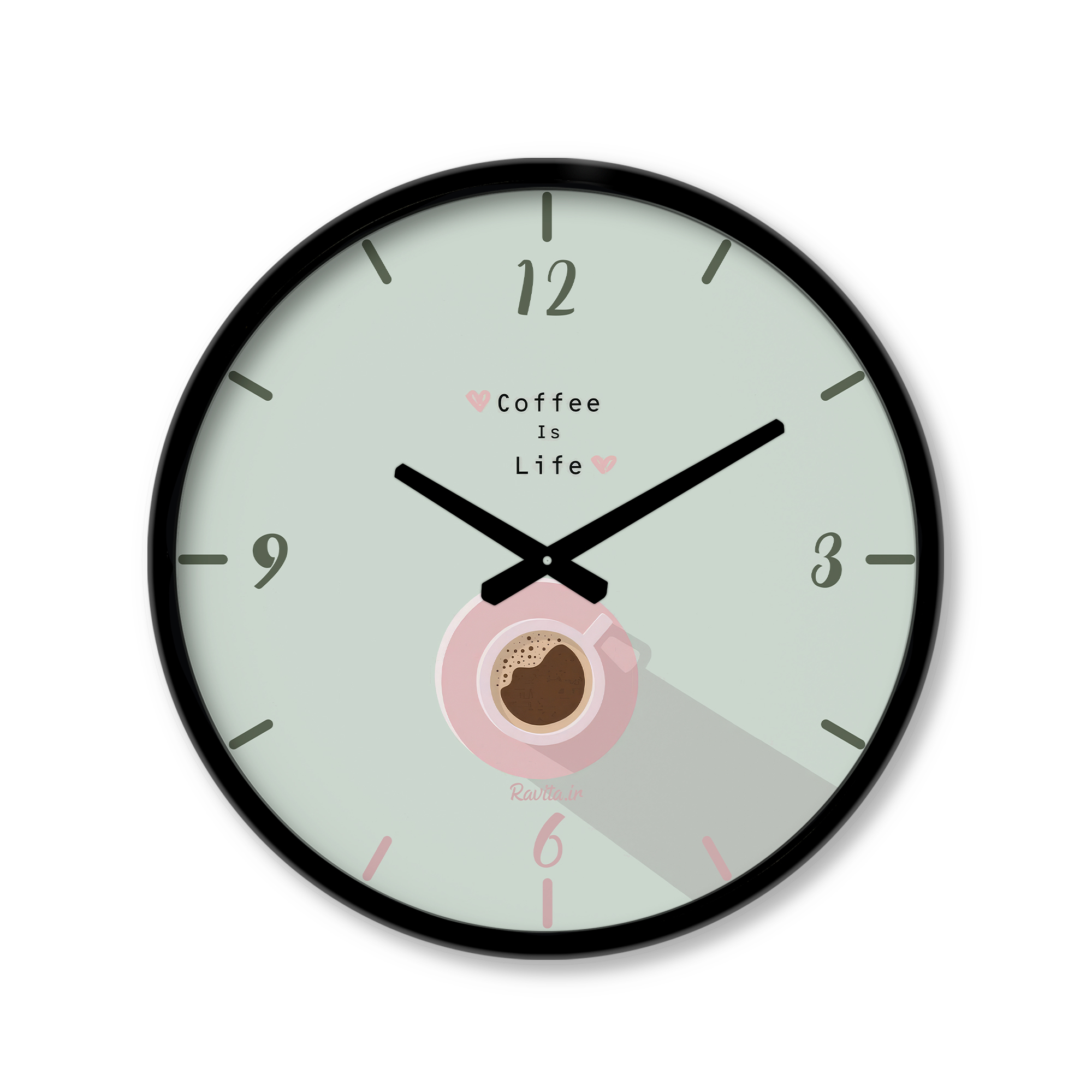 ساعت دیواری کوچک راویتا طرح قهوه زندگی است کد 3573