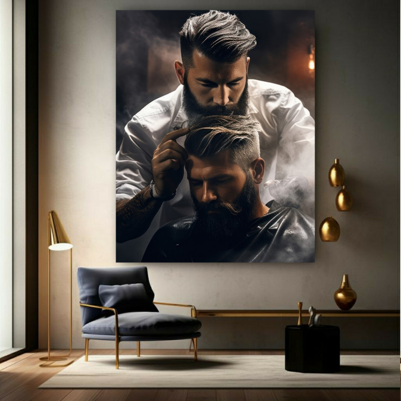 تابلو شاسی طرح شاسی مدل آرایشگاه مردانه  کد FP103747 | دنیای قاب