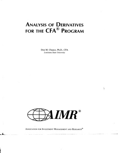خرید و دانلود نسخه کامل کتاب Analysis of Derivatives for the CFA Program