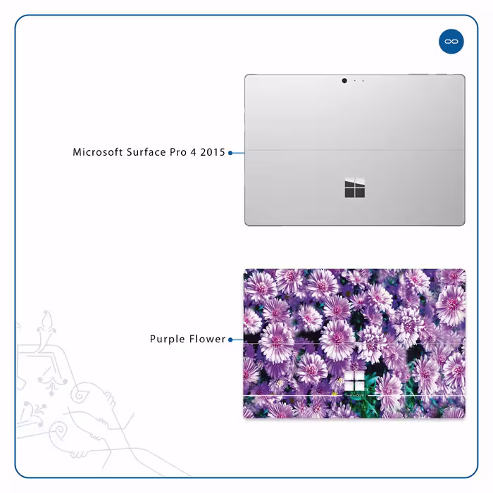 برچسب پوششی ماهوت مدل Purple-Flower مناسب برای تبلت مایکروسافت Surface Pro 4 2015