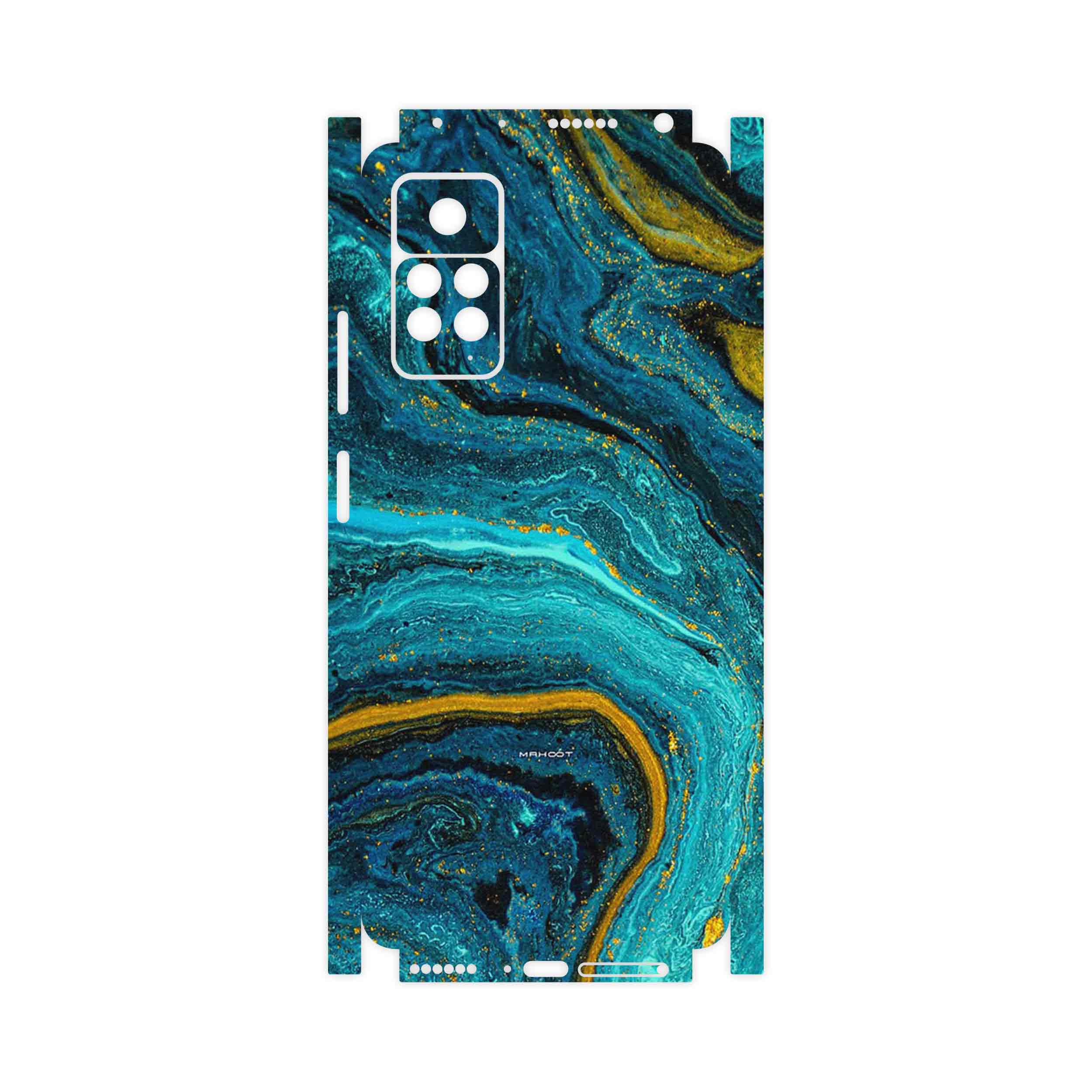 برچسب پوششی ماهوت مدل Turquoise marblewith golden streaks-FullSkin مناسب برای گوشی موبایل شیائومی Redmi Note 11 Pro 5G