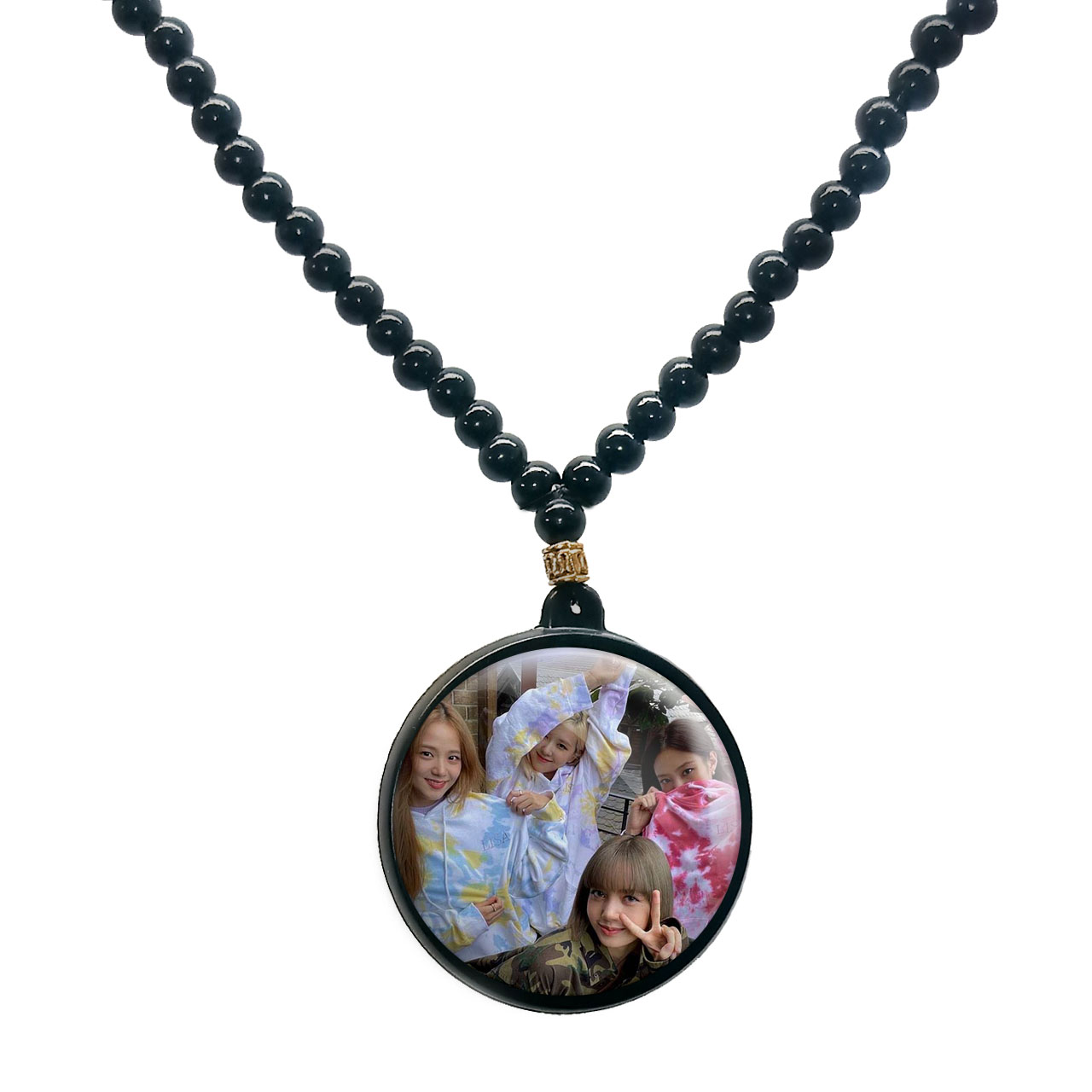 گردنبند پرمانه طرح بلک پینک کد pmd.6711 مدل دو طرفه