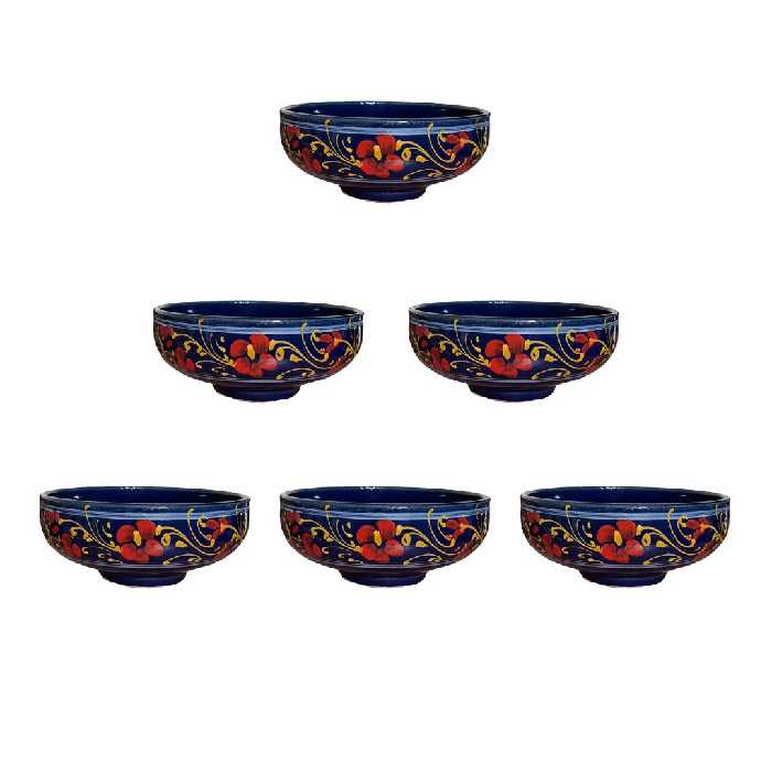 کاسه سفالی مدل سالاد خوری طرح نقاشی  کد GH بسته 6 عددی