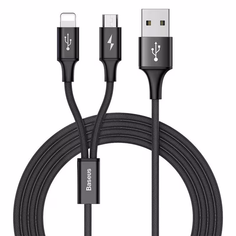 کابل 2 سر فست شارژ Baseus CAML-SU13 3A 1.2m