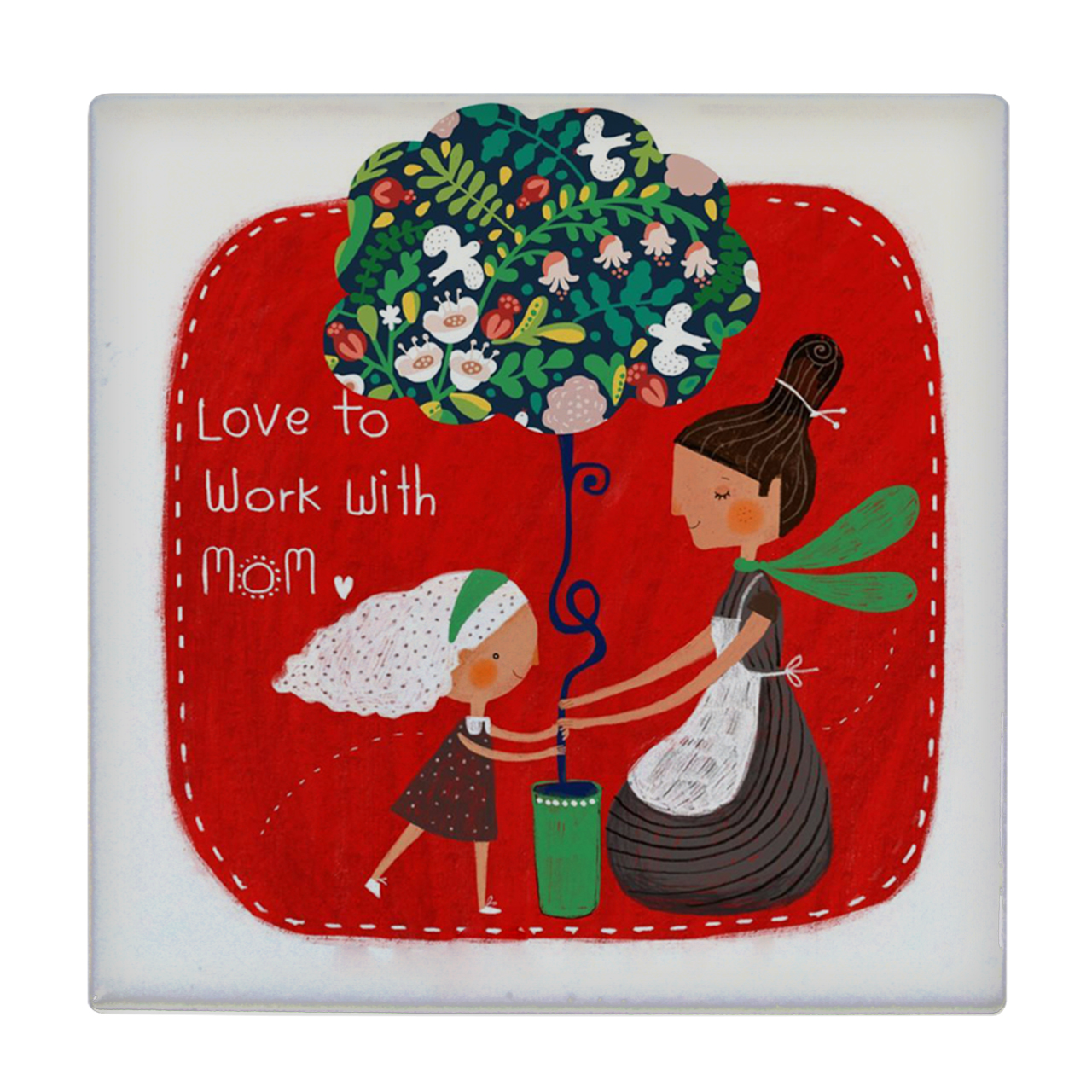 کاشی کارنیلا طرح مادر و دختر و درخت مدل لوحی کد WKB737 