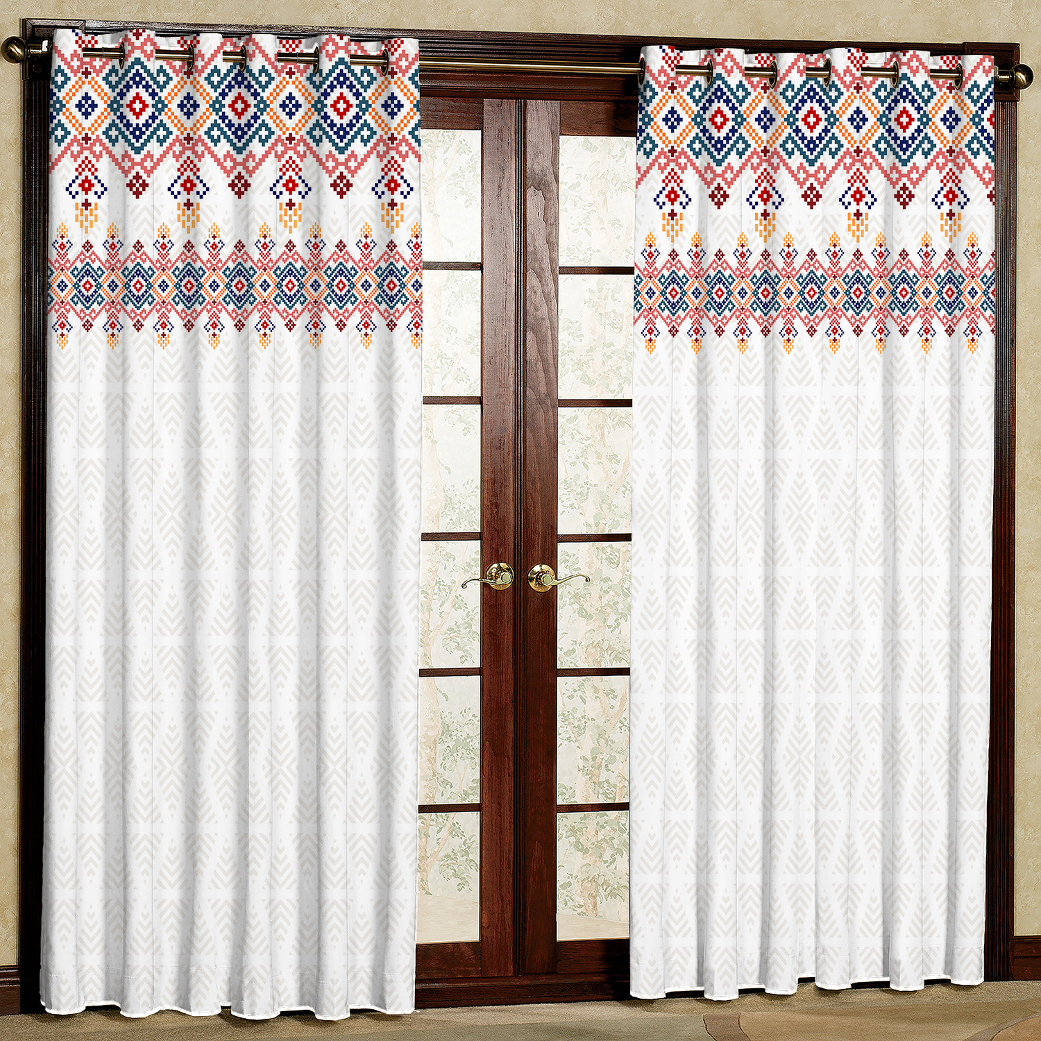 پرده مدل طرح دار هازان پانچی کد 1813 سایز 140x200 سانتی متر