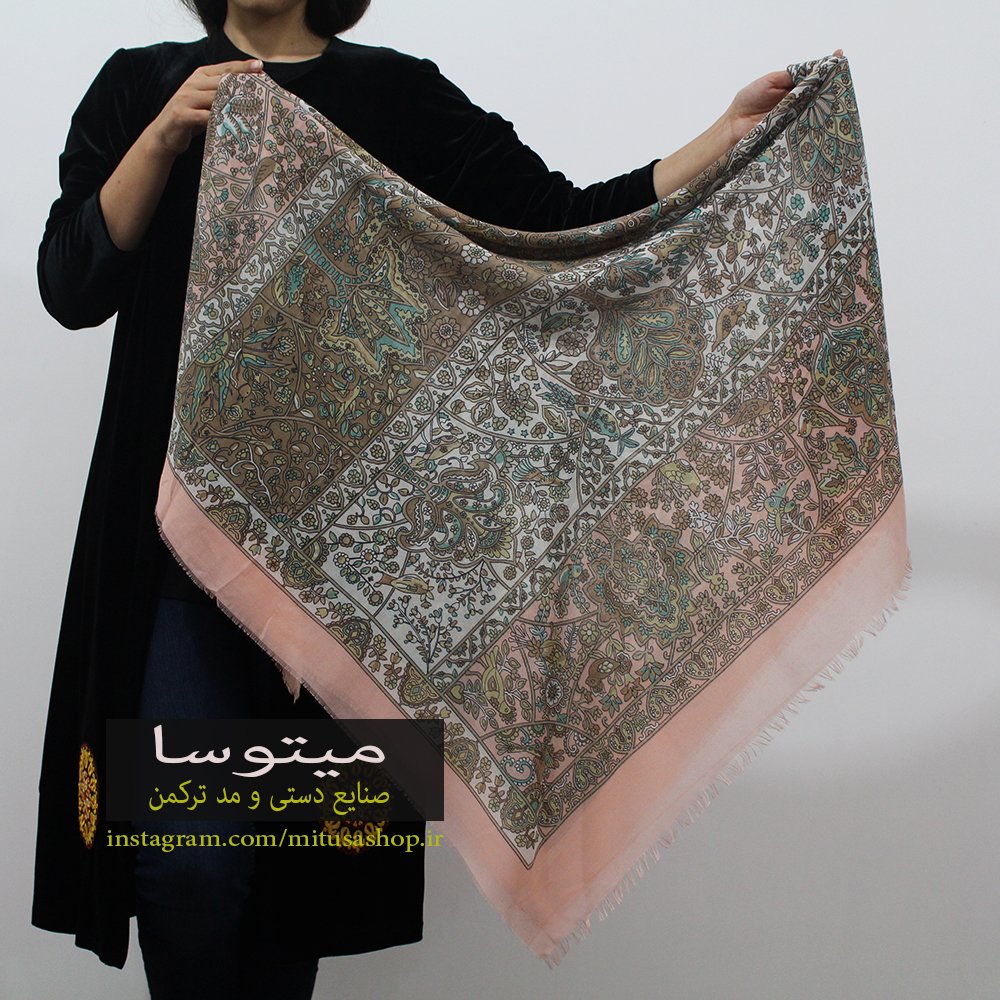 روسری ترکمن نخ ترک بدون ریشه بته جغه