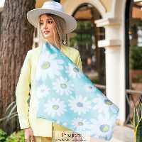 اطلاعات ، قیمت و خرید مینی اسکارف ( باندانا ) ساتن طرح گل آبی روشن کد MS06