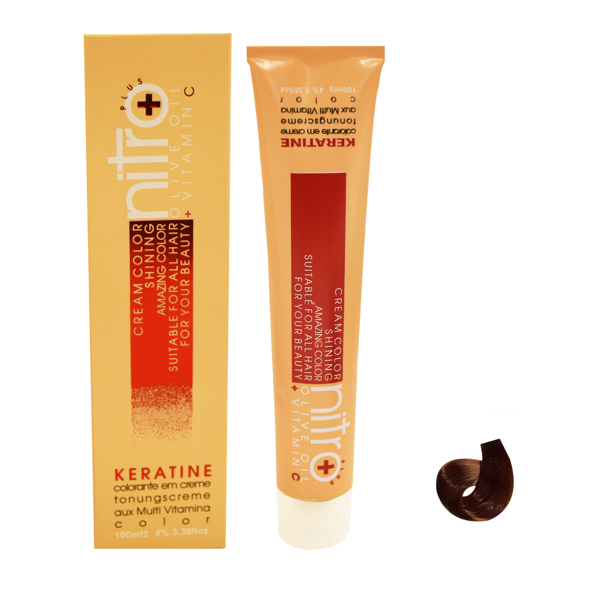 رنگ مو نیترو سری Keratine شماره 7.5 حجم 100 میلی لیتر رنگ بلوند طلایی متوسط