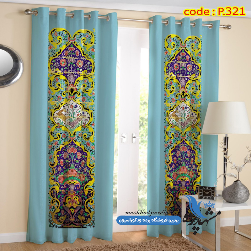 پرده پانچ اسلیمی طرح کاشی کاری سنتی کد p-321