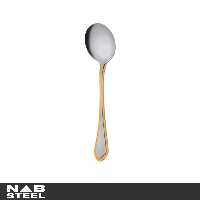 قاشق سوپ خوری ناب استیل 6 پارچه مدل ونیز دور طلایی