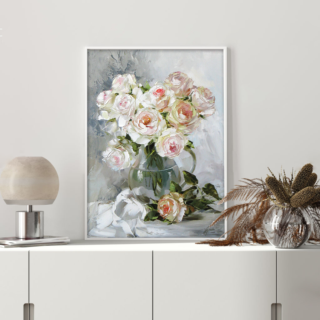 تابلو دیواری طرح گل نقاشی کد NS 004 | دنیای قاب