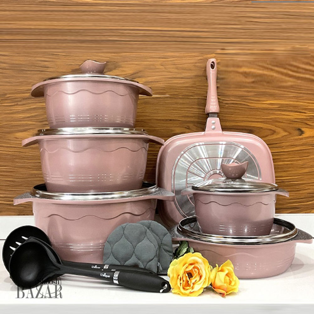 سرویس قابلمه 15 پارچه رزگلد بلا یونیک مدل 8847