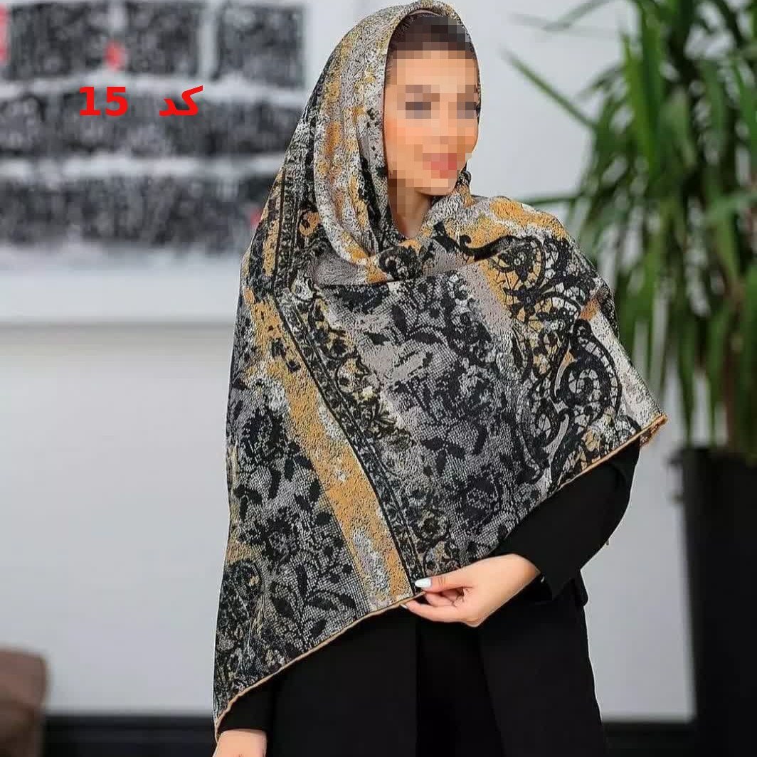 روسری گارزا ژاکارد نخی دست دوز (کد15) ارسال رایگان