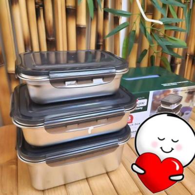 ظرف غذای استیل یونیک 3 تیکه مستطیل هزینه ارسال پس کرایه بامشتری