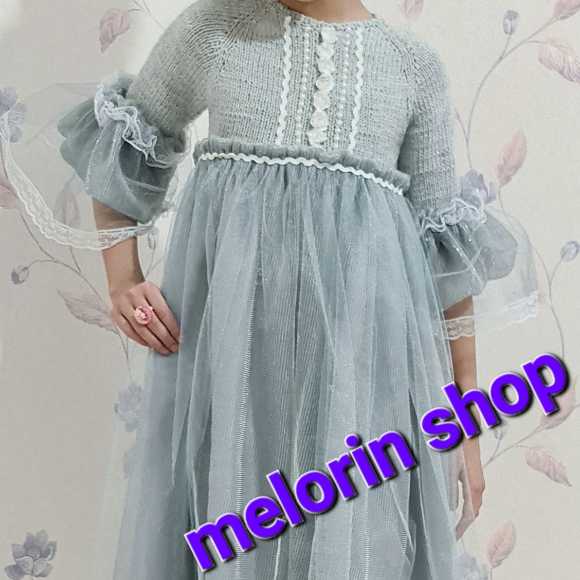 پیراهن مزون دوز و دست بافت دخترانه کد 1024