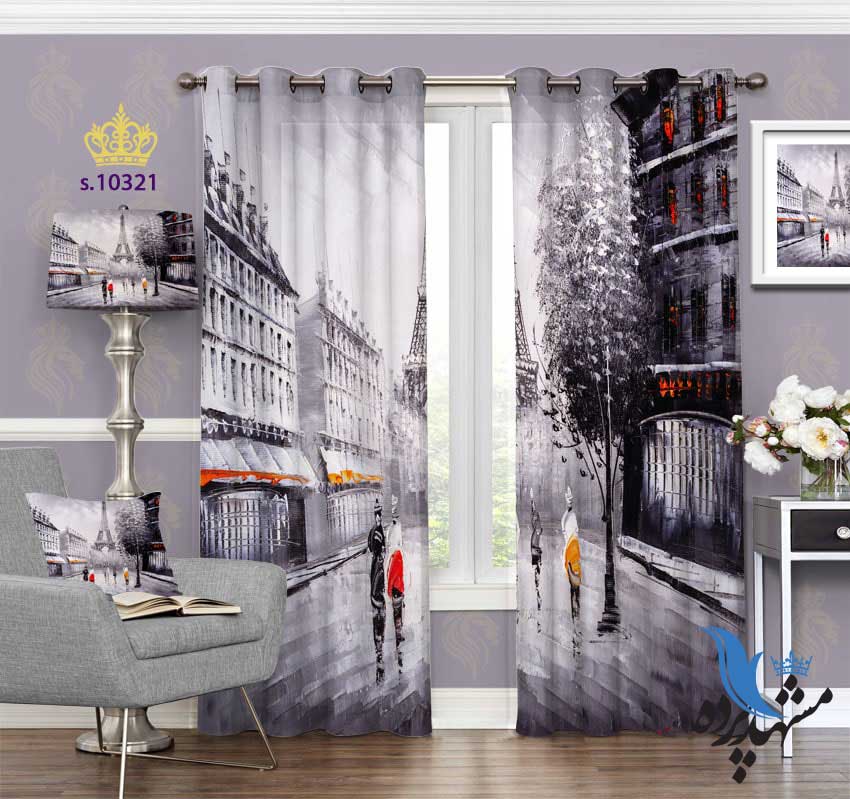 پرده پانچ طبیعت طرح منظره شهری S10321