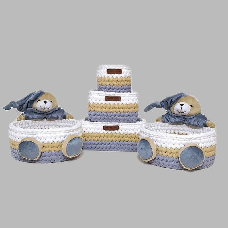 ست سبد لوازم کودک طرح خرس دوقلو کد 1 مجموعه 5 عددی