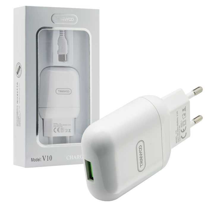 آداپتور شارژر ترانیو مدل TRANYOO V10 Head Charger V8 2 In 1