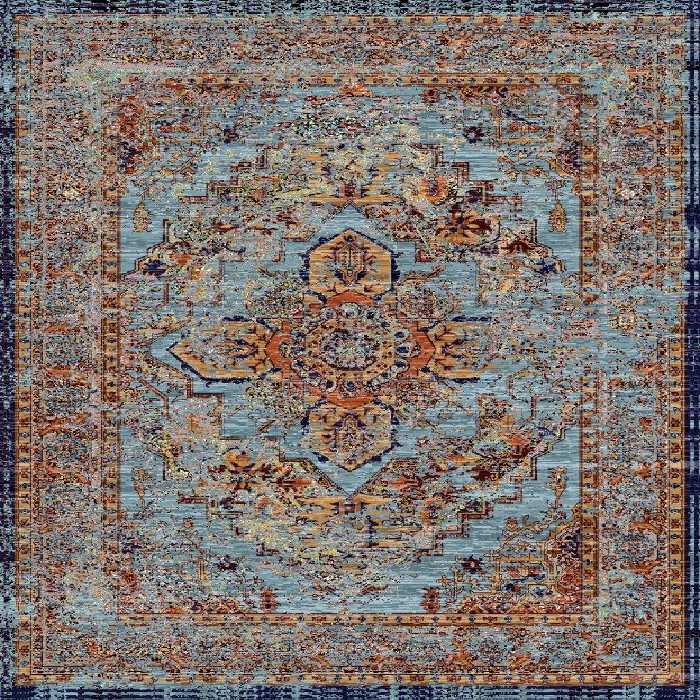 گلیم درجه1 ماندگار ابعاد متنوع زمینه کهنه گلیم آبی کد 323 | گلیم کیفیت ضد حساسیت